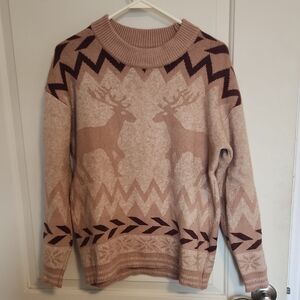 HEIMISH USA Beige and Brown Reindeer Sweater